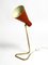 Large Mid-Century Modern Brass Table Lamp with Brick Red Shade, 1950s, Image 5