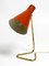 Large Mid-Century Modern Brass Table Lamp with Brick Red Shade, 1950s, Image 19