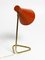 Large Mid-Century Modern Brass Table Lamp with Brick Red Shade, 1950s 6
