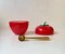 Vintage Eiskübel und Zange aus rotem Apfel aus Kunststoff, 1970er, 2er Set 2