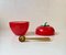 Vintage Red Apple Plastic Ice Bucket and Tong, 1970s, Set of 2 2