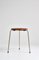 Teakwood & Brass Model Aj3170 Stool by Arne Jacobsen for Fritz Hansen, 1950s, Image 9