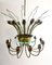 Lámpara de araña italiana Mid-Century moderna de metal, latón y vidrio, años 50, Imagen 2