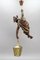 Large German Pendant Light Fixture with Carved Climber Figure and Lantern, 1930s 4