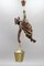 Large German Pendant Light Fixture with Carved Climber Figure and Lantern, 1930s, Image 4