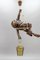 Lámpara colgante alemana grande con figura de escalador tallada y farol, años 30, Imagen 7
