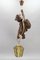 Large German Pendant Light Fixture with Carved Climber Figure and Lantern, 1930s 3
