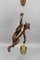 Large German Pendant Light Fixture with Carved Climber Figure and Lantern, 1930s 9