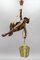 Large German Pendant Light Fixture with Carved Climber Figure and Lantern, 1930s, Image 10