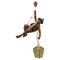 Large German Pendant Light Fixture with Carved Climber Figure and Lantern, 1930s, Image 1