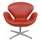 Swan Chair in Original Red Leather by Arne Jacobsen for Fritz Hansen, 2000s, Image 1
