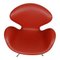 Swan Chair aus original rotem Leder von Arne Jacobsen für Fritz Hansen, 2000er 5