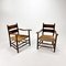 Oak and Straw Modernist Chairs, 1960s, Set of 2 1