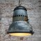 Grande Lampe à Suspension Industrielle Vintage en Verre et Émail Bleu 6
