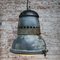 Grande Lampe à Suspension Industrielle Vintage en Verre et Émail Bleu 5