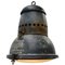 Grande Lampe à Suspension Industrielle Vintage en Verre et Émail Bleu 2