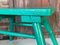 French Brutalist Wooden Stool in Green Paint, 1950s 9