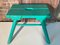 French Brutalist Wooden Stool in Green Paint, 1950s 4