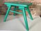 French Brutalist Wooden Stool in Green Paint, 1950s 2