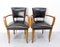 French Art Deco Bridge Chairs in Black Leather, 1930s, Set of 2 3