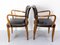 French Art Deco Bridge Chairs in Black Leather, 1930s, Set of 2, Image 4