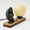 Lampe de Bureau Ange Art Déco avec Globe en Verre Blanc, France, 1930s 3