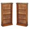 Small Regency Hardwood & Marble Bookcases with Brass Gallery, 1810s, Set of 2 1