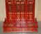 Mueble chino con tablero de pagoda rojo, años 30, Imagen 4