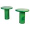 Italian Post-Modern Decorative Round Tables in Green Glazed Ceramic, 2000s, Set of 2 1