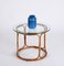 Mid-Century Italian Round Rattan & Bamboo Coffee Table with Glass Shelf, 1960s, Image 13