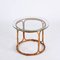 Mid-Century Italian Round Rattan & Bamboo Coffee Table with Glass Shelf, 1960s 3