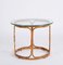 Mid-Century Italian Round Rattan & Bamboo Coffee Table with Glass Shelf, 1960s 4