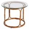 Mid-Century Italian Round Rattan & Bamboo Coffee Table with Glass Shelf, 1960s 1