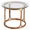 Mid-Century Italian Round Rattan & Bamboo Coffee Table with Glass Shelf, 1960s, Image 1