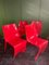 Chaises Vintage Rouges de Pedrali, Italie, Set de 4 1