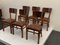 Art Deco Stühle aus Nussholz mit Ledersitzen, 1940er, 6er Set 5