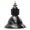 French Black Enamel Vintage Industrial Factory Pendant Lamp, 1950s, Image 1