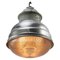 Vintage Industrial Grey and Clear Striped Glass Pendant Lamp from Holophane Paris, Image 2