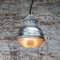 Lampe à Suspension Industrielle Vintage en Verre Rayé Gris et Transparent de Holophane Paris 5