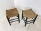 Modernist Rush and Beech Stools in the Style of Charlotte Perriand, 1960s, Set of 2 2