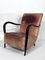Skulpturaler italienischer Mid-Century Sessel aus Leder & geschwungenem Holz, 1950er 9
