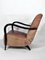 Mid-Century Italian Sculptural Leather and Curved Wood Armchair, 1950s 3