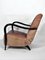 Mid-Century Italian Sculptural Leather and Curved Wood Armchair, 1950s, Image 3