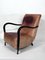 Mid-Century Italian Sculptural Leather and Curved Wood Armchair, 1950s 10