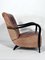 Mid-Century Italian Sculptural Leather and Curved Wood Armchair, 1950s, Image 6