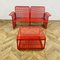 Mid-Century Italian Two-Seater Bench in Red Metal with Matching Table, 1970s, Set of 2, Image 8