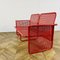 Mid-Century Italian Two-Seater Bench in Red Metal with Matching Table, 1970s, Set of 2 15