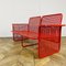 Mid-Century Italian Two-Seater Bench in Red Metal with Matching Table, 1970s, Set of 2 19