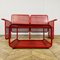 Mid-Century Italian Two-Seater Bench in Red Metal with Matching Table, 1970s, Set of 2 10