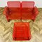 Banco de dos plazas italiano Mid-Century de metal rojo con mesa a juego, años 70. Juego de 2, Imagen 6